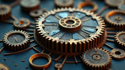 Close up of Precision Mechanical Gear Details