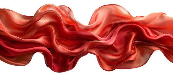 Red silk fabric flow wave.