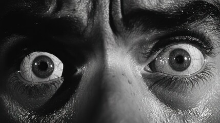 close-up of a face expressing terror