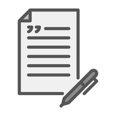 write article filled outline icon. journalism color line illustration.