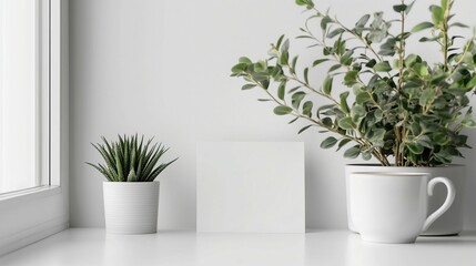 Fototapeta premium Minimalist Plant Decor with Card