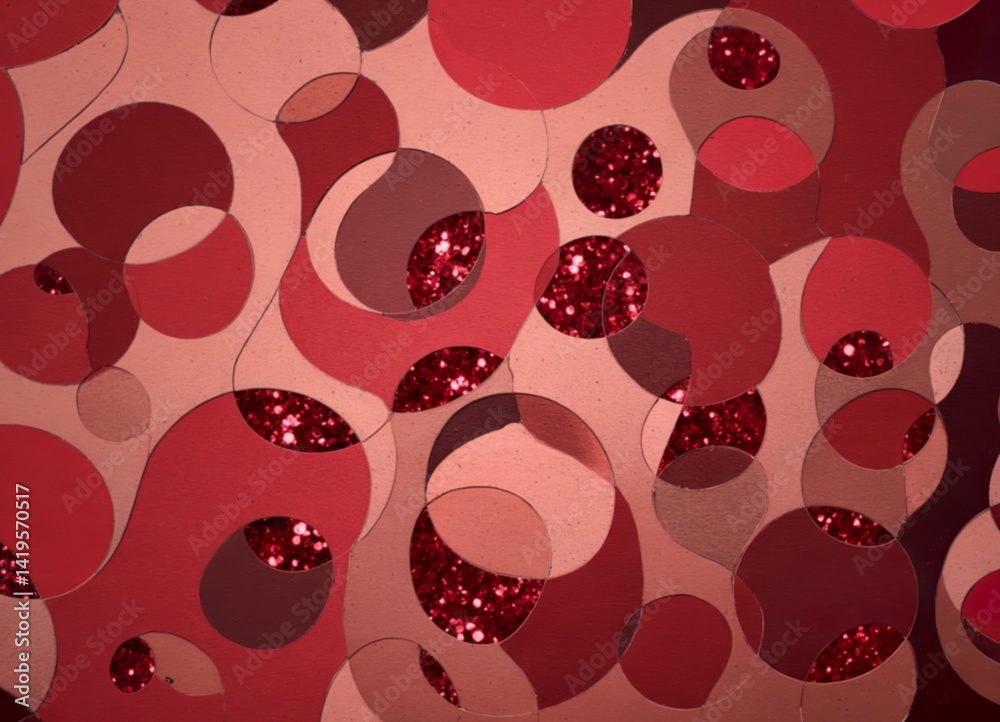 Wall mural a closeup shot of an abstract red pattern with glitter shining on some parts