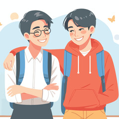 vector image of people embracing happily