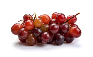 Closeup red seedless grapes isolated on white background