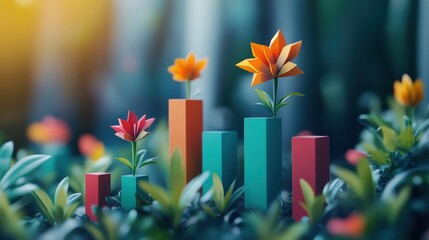 Business development to success, profit, and growing growth plan. Growing virtual graph of statistics, business graph, and chart concept.