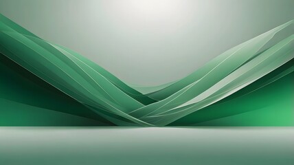 Serene Green Abstract Landscape: Layered Waves and Subtle Light