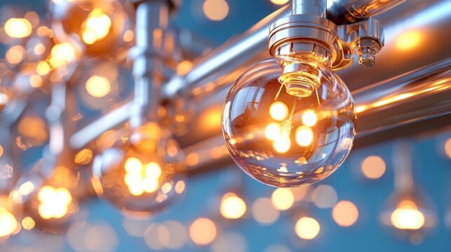 Modern chandelier with edison bulbs and metal accents