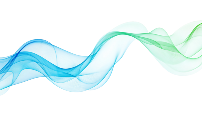 Blue and Green Flowing Waves Overlay Isolated Image
