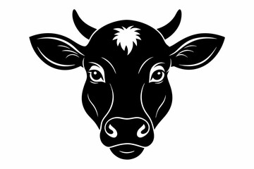 cow face silhouette black vector