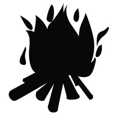 Cute cartoon hand drawn vector bonfire flame silhouette.
