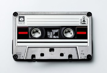 Obraz premium Transparent cassette tape with visible reels and tape inside. AI generated image