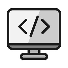 Simple computer monitor  vector with solid line style. Minimalist and modern illustration design.