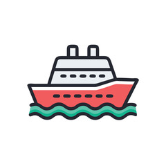 cruise ship on white background