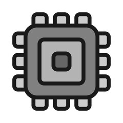 Simple processor vector with solid line style. Minimalist and modern illustration design.