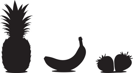 silhouette set of fruit vector