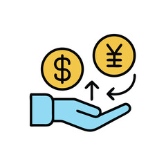 currency exchange hand on white background