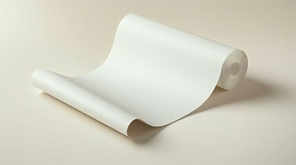 A roll of white craft paper on a soft beige background, ideal for arts, crafts, and design projects.