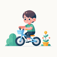 vector image of a child playing with a bicycle