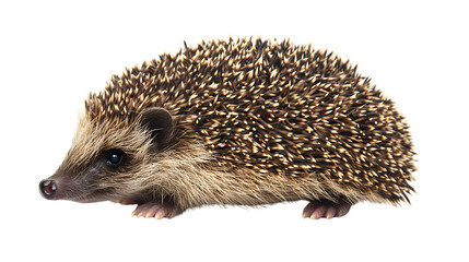 Obraz premium Cute Hedgehog Side View on White Background - Isolated Stock Image