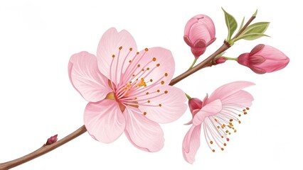 Obraz premium Cherry blossom isolated on white