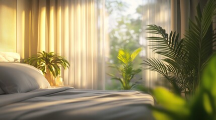 Fototapeta premium Morning Sun in Bedroom