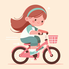 vector image of a child playing with a bicycle