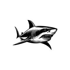 Shark vector illustration with ocean wildlife and marine life elements