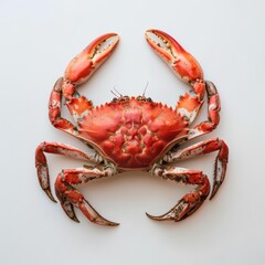 Cooked red crab isolated centered on white background