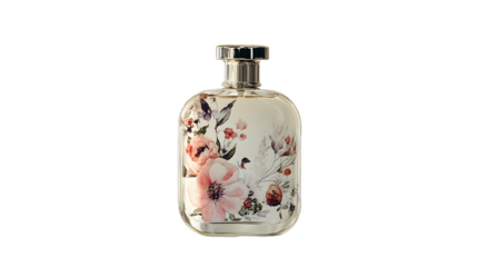 isolate Elegant floral perfume bottle showcase indoor setting product photography bright environment close-up view luxury concept isolate