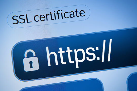 Close-Up of Browser Window with Lock Icon for HTTPS Encryption and Cybersecurity, ssl lock, ssl padlock, website design, ssl badge, ssl shield, Https, TLS, SSL certificate