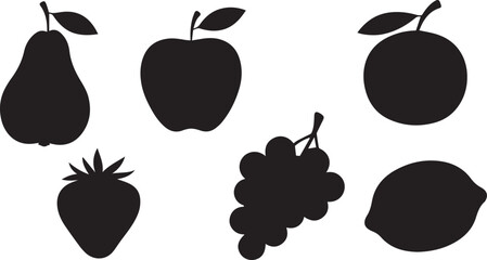 silhouette set of fruit vector