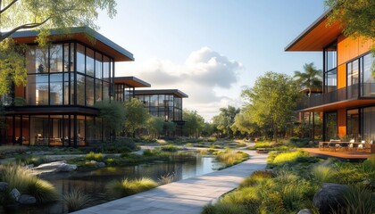 Obraz premium Expansive Business Park Complex with Multiple Modern Offices