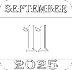 September calendar 2025 line art icon .Calendar Event schedule date.calendar date icon on white background.Agenda plan, september month schedule calendar and Time planner.Meeting appointment time.