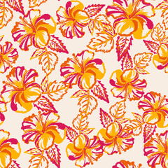 watercolor hand drawn seamless Abstract Brush Stroke colorful flowers Pattern