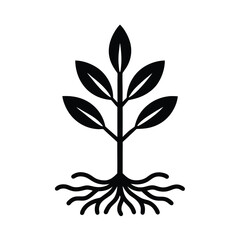 Single farm plant growing with strong roots logo icon