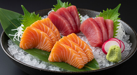 Sliced ​​salmon, tuna and white fish sashimi