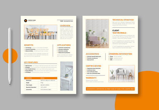 Product Data Sheet Template Layout
