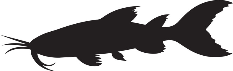 a big catfish icon silhouette design vector illustration