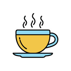 hot coffee tea cup on white background