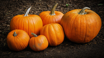 Obraz premium A few orange pumpkins.
