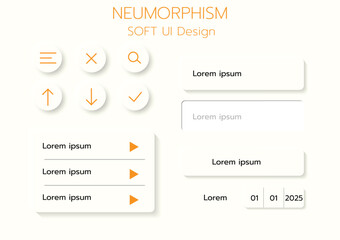 3D Neumorphic Soft UI Design. 3D Bottons.