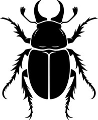 Vector Illustration of a Silhouetted Rhinoceros Beetle