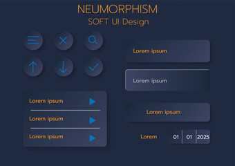 3D Neumorphic Soft UI Design. 3D Bottons.