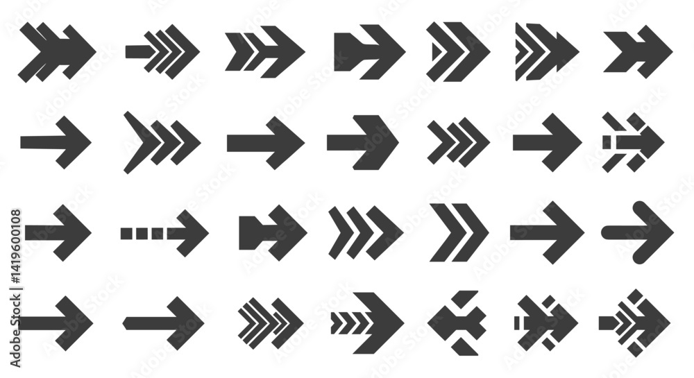 Poster arrow vector shapes collection pointing right direction graphic design elements for presentations an