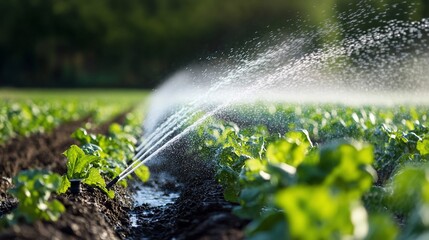 Sustainable farming practices featuring an irrigation system in action