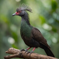 Obraz premium Crested Guan bird on piece of wood