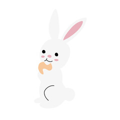 cute white rabbit flat vector illustration set