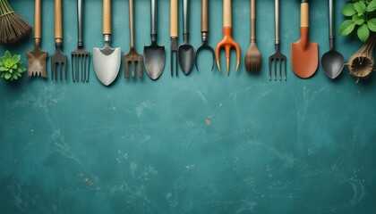 Gardening tools display workshop image collection indoor environment overhead view garden concept for enhanced horticultural skills
