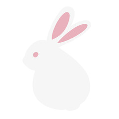 cute white rabbit flat vector illustration set