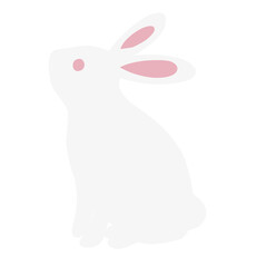cute white rabbit flat vector illustration set